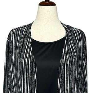 Cocomo Top Women 3X Black White Striped 2-Fer Pullover Stretch Office